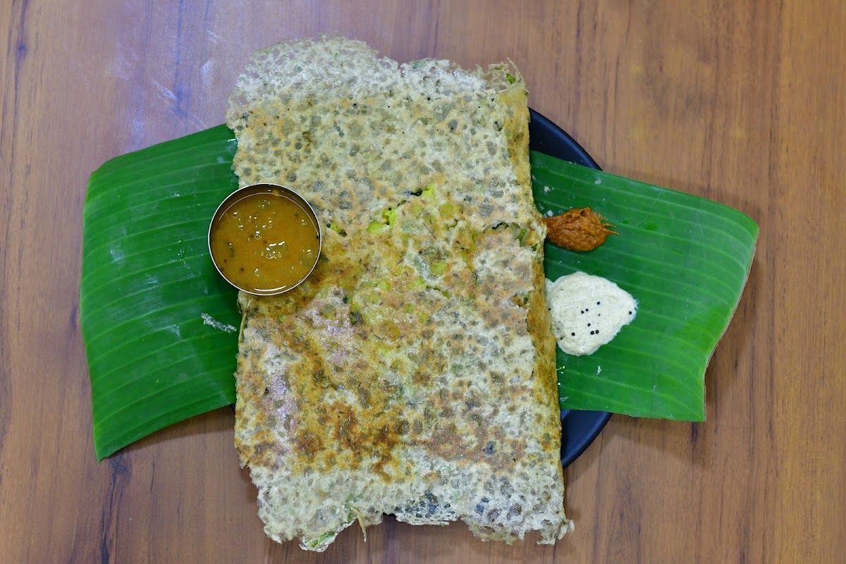 Ghee podi dosa on banana leaf