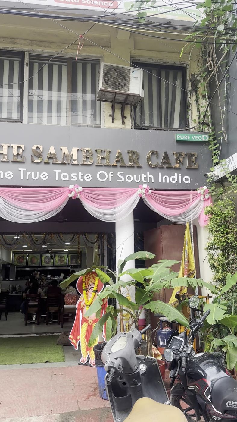 Cafe front decorated for a festival