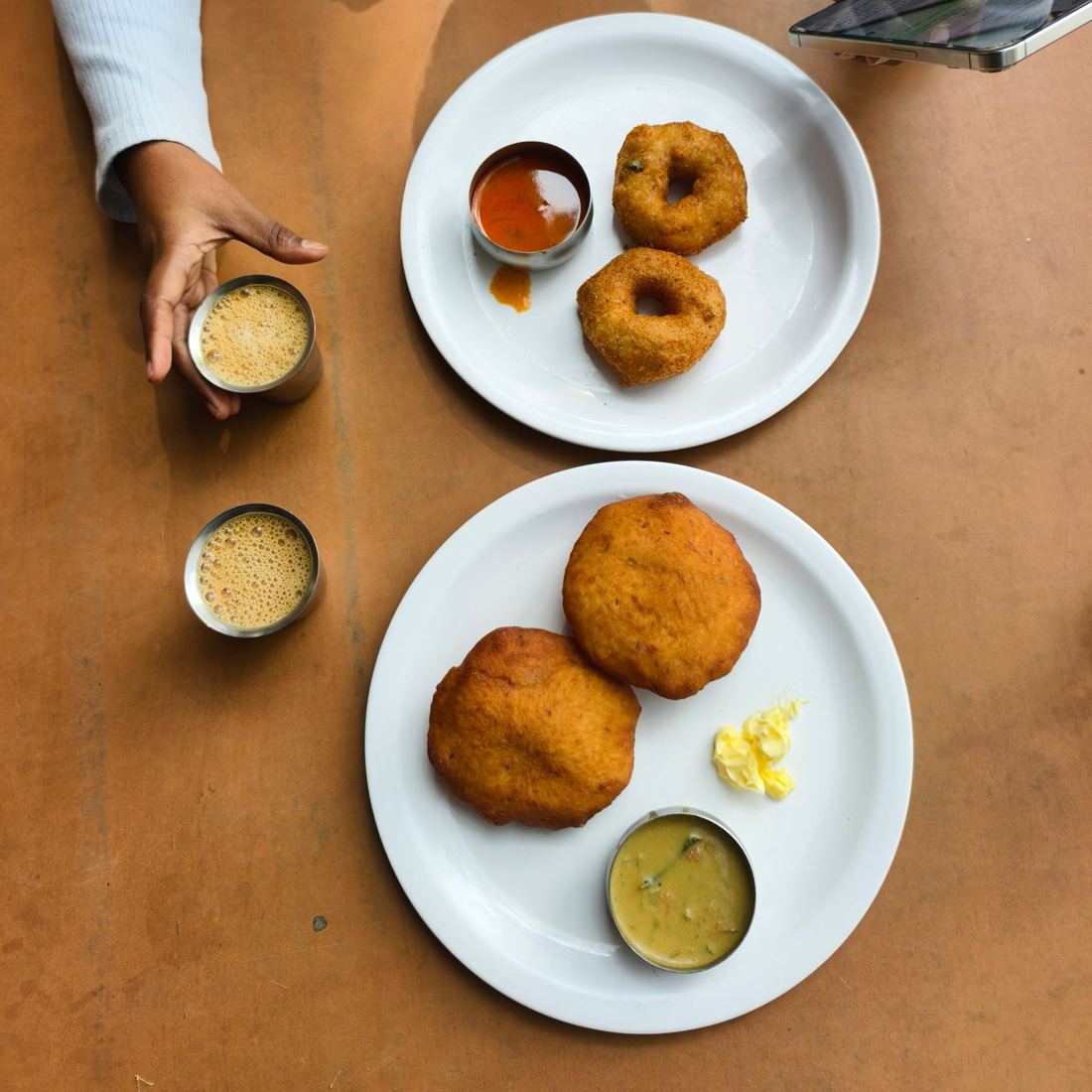 Medu vada with sambhar and filter coffee